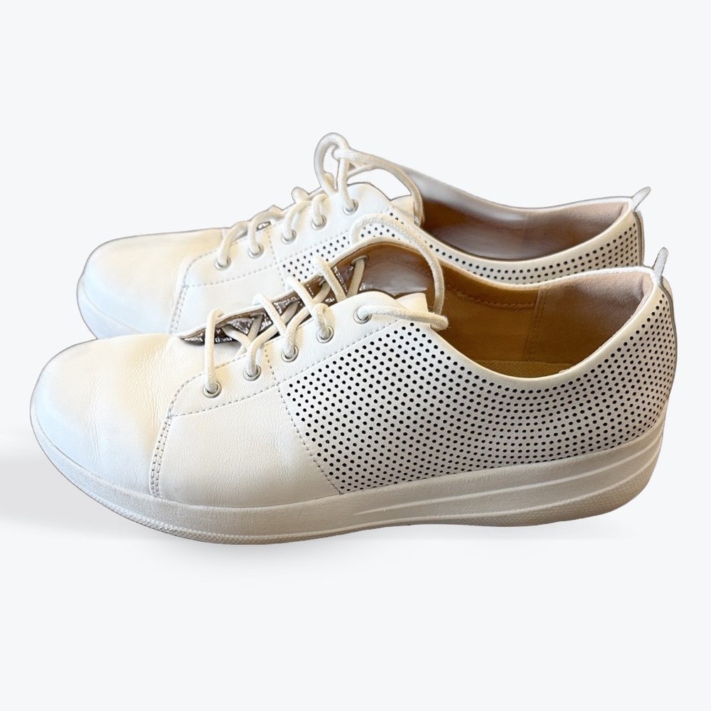 FitFlop Rally‎ White Leather Perforated Lace Up Sneakers K36-194 Womens 7.5